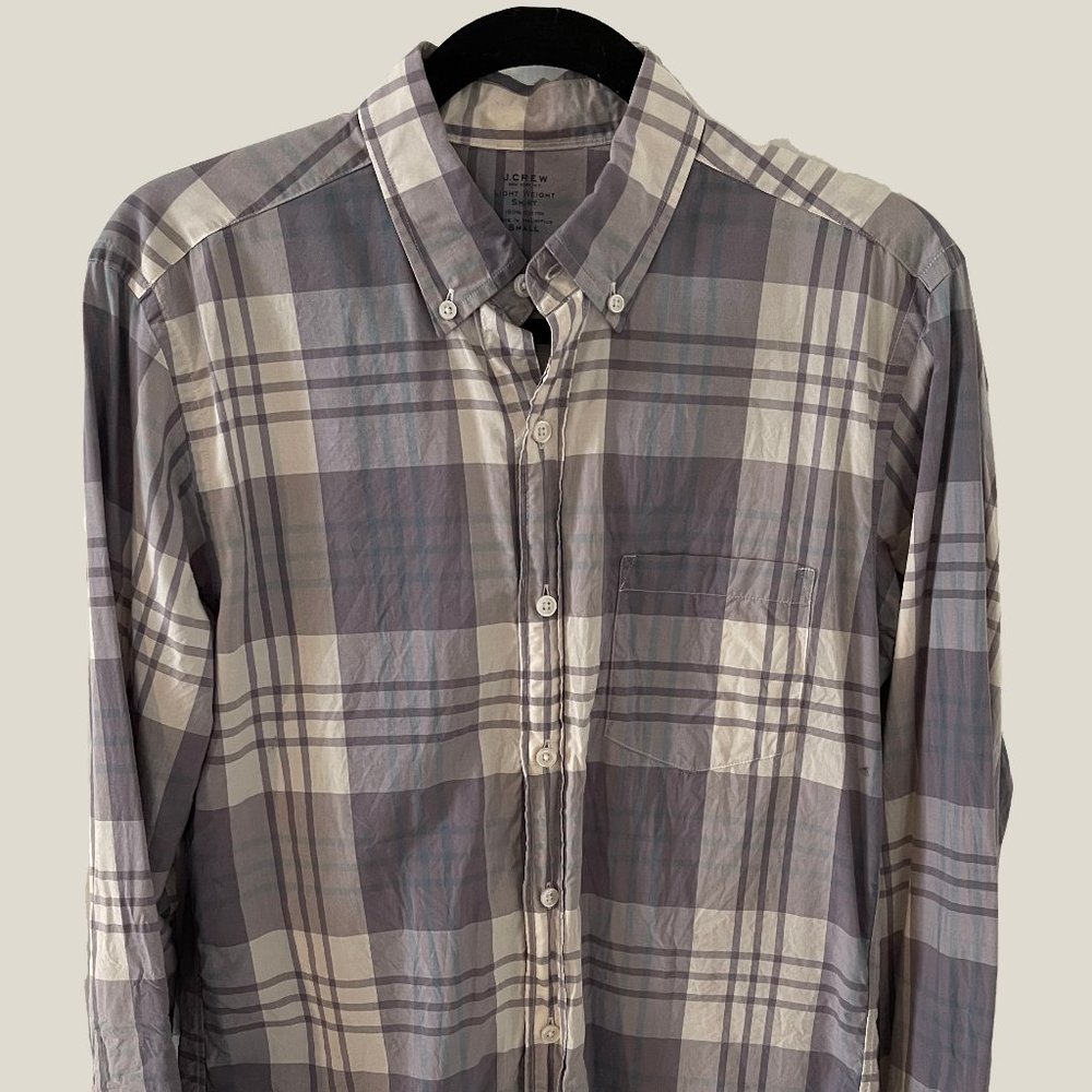 SALE S J CREW LIGHT WEIGHT PURPLE PLAID WOVEN SHIRT